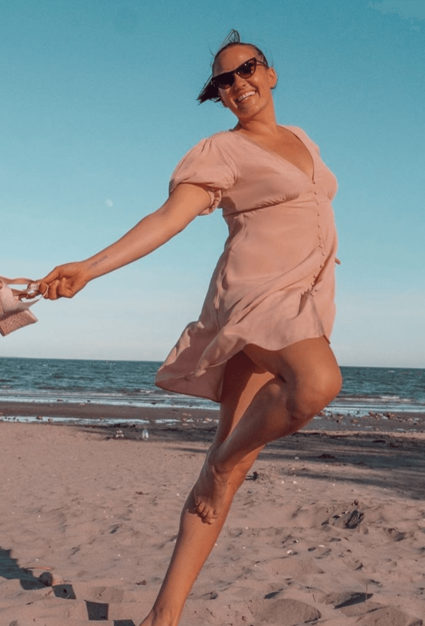 Camilla Lorentzen on a beach